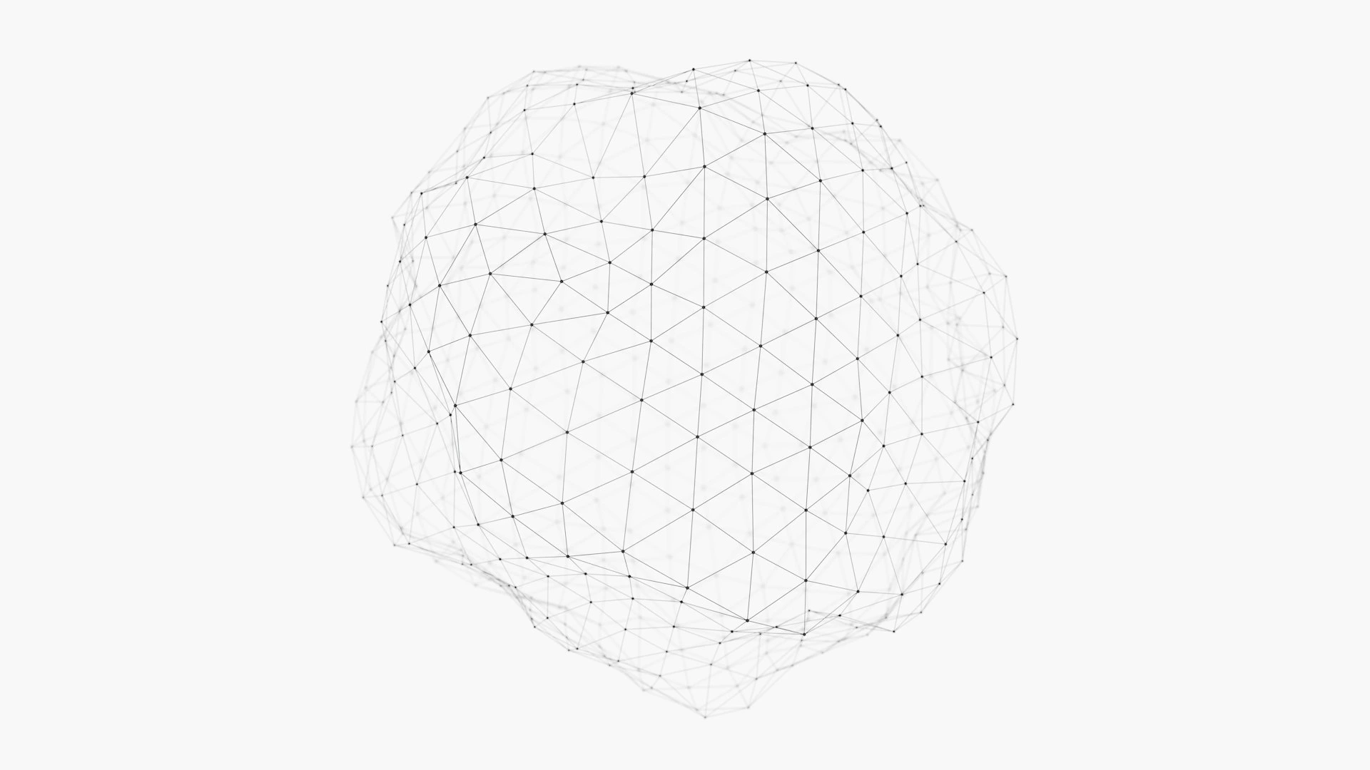 Eine sphärische Drahtgitterstruktur, die aus miteinander verbundenen schwarzen Punkten und dünnen Linien besteht