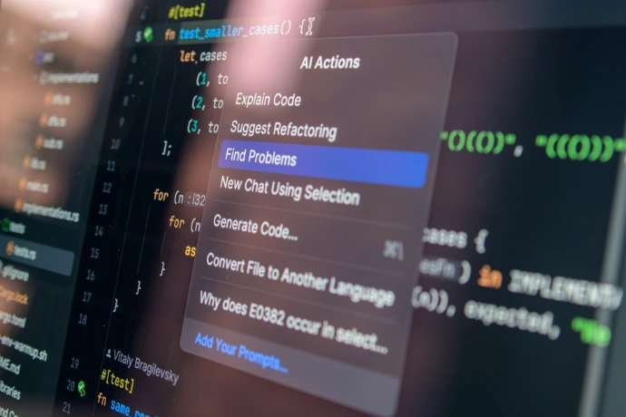 Computerbildschirm, der Code mit einem Kontextmenü anzeigt