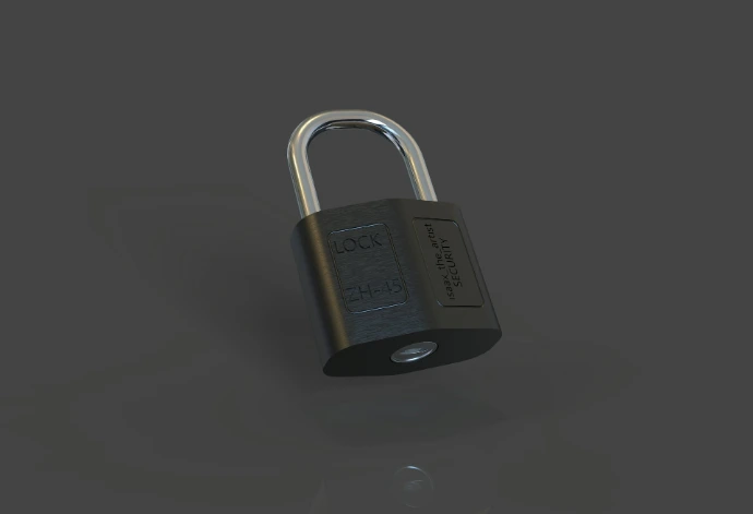 a closed padlock on a black surface